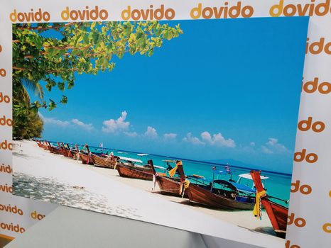 CANVAS PRINT WHITE SANDY BEACH ON THE ISLAND OF BAMBOO - PICTURES - 🔥 TOTAL SALE 🔥