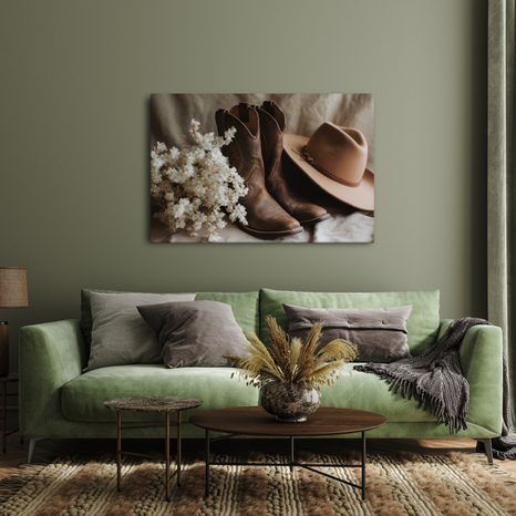 WANDBILD COWBOYSTIEFEL MIT HUT - STILLLEBEN-BILDER - BILDER