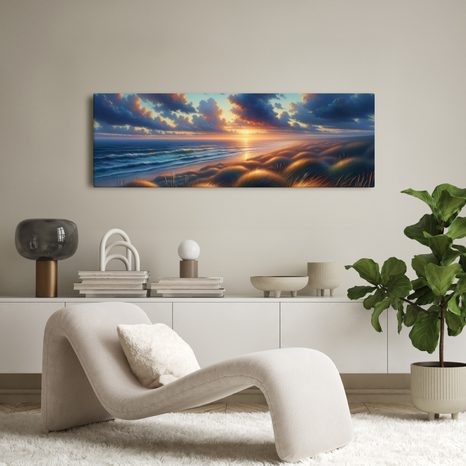 OBRAZ TICHO MEZI VLNAMI A TRÁVOU - OBRAZY VÝCHOD A ZÁPAD SLUNCE - OBRAZY