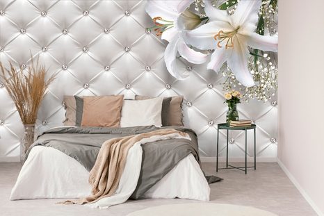 TAPETA ELEGANTNÍ LILIE S IMITACÍ KŮŽE - TAPETA LILIE - TAPETY