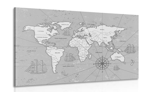 PICTURE INTERESTING BLACK & WHITE MAP OF THE WORLD