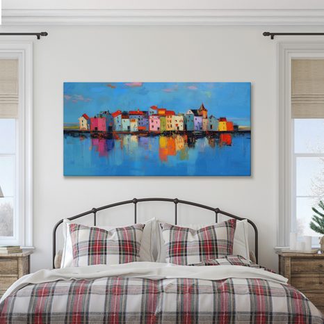 SLIKA ŠARENE KUĆICE IZNAD VODE - ŠARENE KUĆE - SLIKE