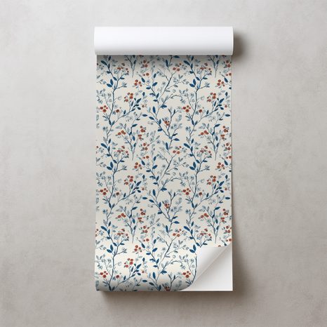 SELBSTKLEBENDE TAPETE ZARTE BLUMEN AUF WEISSEM HINTERGRUND - TAPETEN MIT BLUMENMOTIVEN - TAPETEN