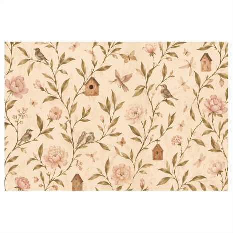 WANDBILD ZARTE VÖGEL ZWISCHEN BLÜTEN - BILDER BLUMEN - BILDER