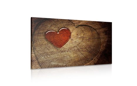 CANVAS PRINT HEART ON A STUMP - PICTURES OF NATURE AND LANDSCAPE - PICTURES