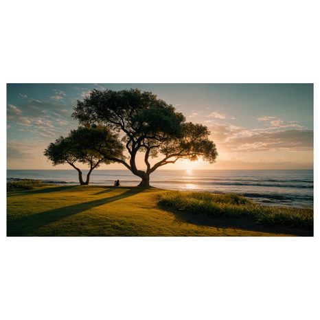 WANDBILD RUHIGER ABEND AM BAUM - BILDER BÄUME UND LAUB - BILDER