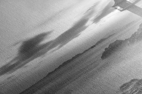 SLIKA ČUDOVITA OBMORSKA POKRAJINA V ČRNOBELI IZVEDBI - ČRNOBELE SLIKE - SLIKE