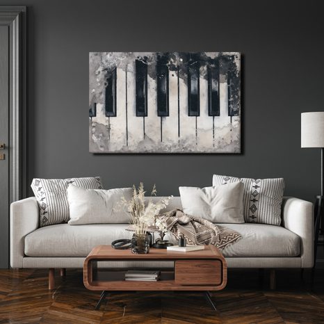 WANDBILD KLAVIERKLÄNGE IM NEBEL - MUSIKBILDER - BILDER