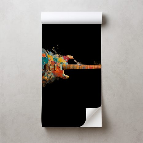 SELBSTKLEBENDE TAPETE BUNTE E-GITARRE IN BEWEGUNG - MUSIK FOTOTAPETEN - TAPETEN