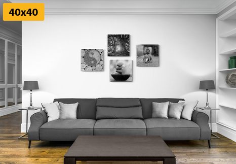 SET OBRAZŮ V ČERNOBÍLÉM STYLU FENG SHUI - SESTAVY OBRAZŮ - OBRAZY