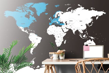 TAPETA MODERNÁ MAPA S MODRÝM KONTRASTOM - TAPETY MAPY - TAPETY