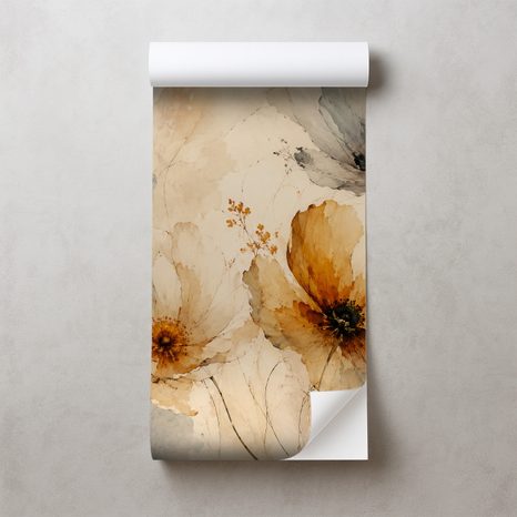 ZELFKLEVEND FOTOBEHANG FIJNE AQUARELWEIDEBLOEMEN - FOTOBEHANG BLOEMEN - FOTOBEHANG