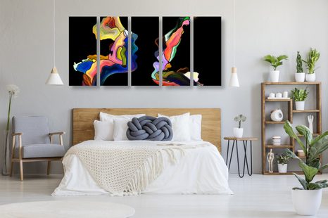 5-TEILIGES WANDBILD ABSTRAKTE GESICHTER VON MENSCHEN - ABSTRAKTE BILDER - BILDER