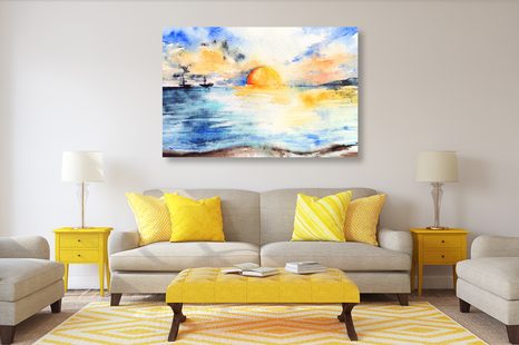 WANDBILD STRAHLENDER SONNENUNTERGANG AM MEER - BILDER VON NATUR UND LANDSCHAFT - BILDER