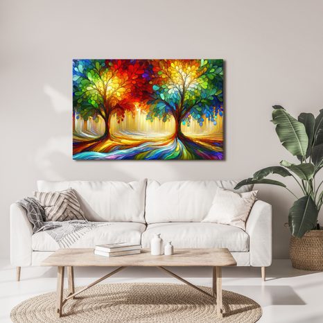 OBRAZ BAREVNÝ STROM ŽIVOTA V LESE - OBRAZY STROMY ŽIVOTA - OBRAZY