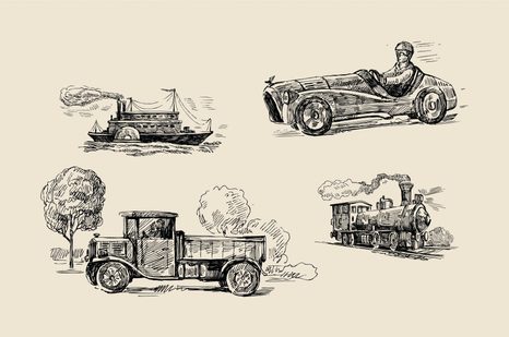 CARTA DA PARATI – MEZZI DI TRASPORTO IN STILE RETRÒ - CARTA DA PARATI VINTAGE A RETRO - CARTA DA PARATI