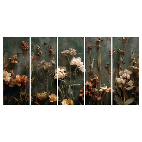 5-TEILIGES WANDBILD BLUMENHARMONIE - BILDER BLUMEN - BILDER