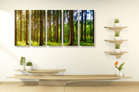 5-RÉSZES KÉP REGGEL AZ ERDŐBEN - TERMÉSZET- ÉS TÁJKÉPEK - KÉPEK