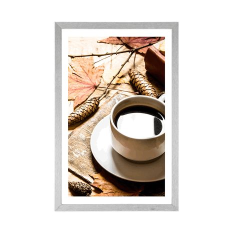 POSTER – TAZZA DI CAFFÈ CON TOCCO AUTUNNALE - CON MOTIVO CUCINA - POSTER