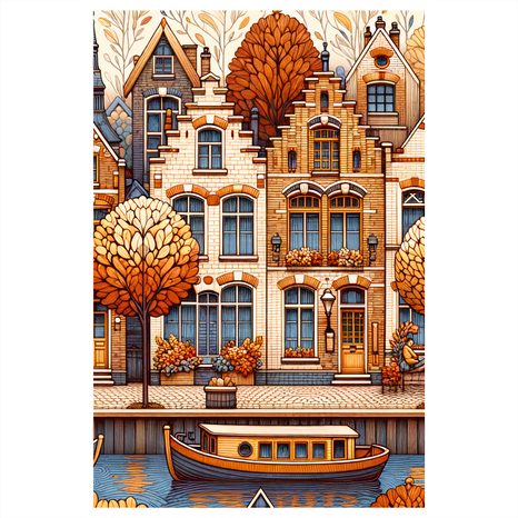 WANDBILD HISTORISCHE HÄUSER IM GOLDENEN LAUB - BILDER VON STÄDTEN - BILDER