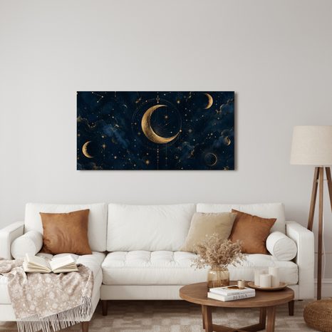 WANDBILD LUNARER SCHEIN ZWISCHEN STERNEN - WANDBILDER MOND - BILDER