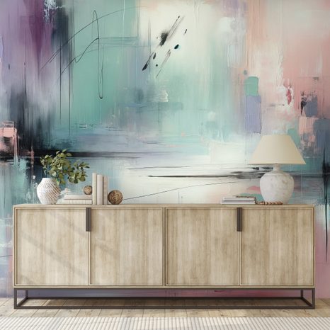 SELBSTKLEBENDE TAPETE PASTELLFARBENE ABSTRAKTE PINSELSTRICHE - ABSTRAKTE TAPETEN - TAPETEN