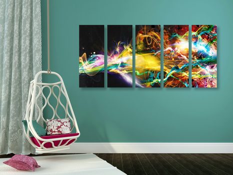 5-DIELNY OBRAZ EXPLÓZIA FARIEB - ABSTRAKTNÉ OBRAZY - OBRAZY