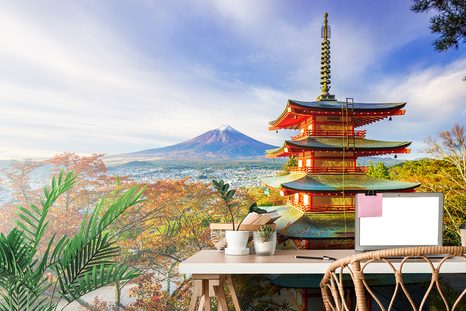 CARTA DA PARATI AUTOADESIVA – VISTA SU PAGODA CHUREITO E MONTE FUJI - CARTA DA PARATI AUTOADESIVE - CARTA DA PARATI