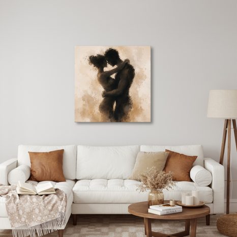 TABLEAU SUR TOILE – FUSION ROMANTIQUE DE DEUX ÂMES - TABLEAUX D'AMOUR - TABLEAUX
