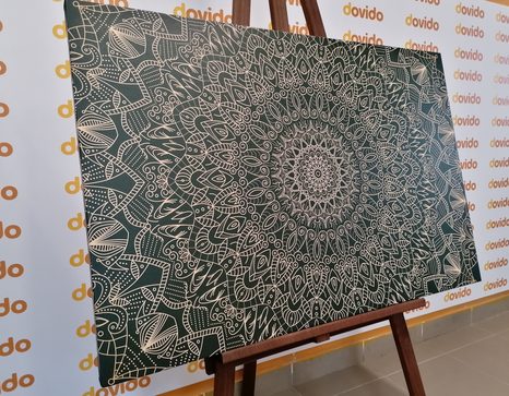 OBRAZ DETAILNÍ OZDOBNÁ MANDALA V ZELENÉ BARVĚ - OBRAZY FENG SHUI - OBRAZY