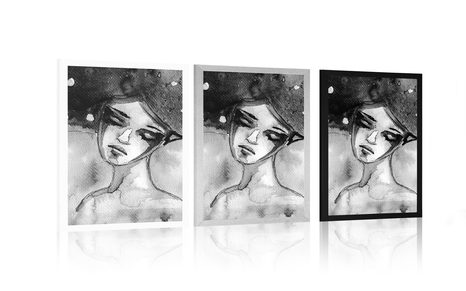 PLAKAT KSIĘŻYCOWA WRÓŻKA W CZERNI I BIELI - CZARNOBIAŁE - PLAKATY