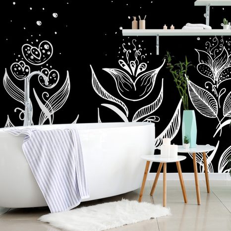 SELF ADHESIVE WALLPAPER BLACK AND WHITE FOLKLORE ORNAMENTS - SELF-ADHESIVE WALLPAPERS - WALLPAPERS