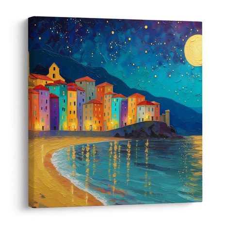 OBRAZ BAREVNÉ DOMY U POBŘEŽÍ - BAREVNÉ DOMY - OBRAZY