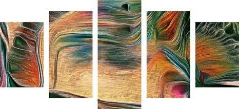 TABLEAU EN 5 PARTIES – ABSTRACTION PSYCHÉDÉLIQUE - PEINTURES ABSTRAITES - TABLEAUX