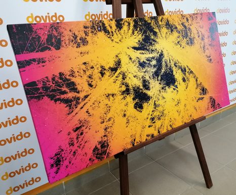 WANDBILD SONNENUNTERGANG IM TROPISCHEN WALD - BILDER BÄUME UND LAUB - BILDER