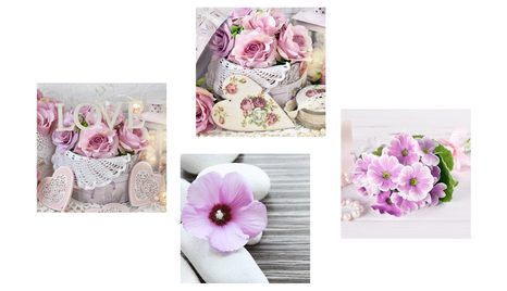 BILDERSET ROMANTISCHE BLUMEN MIT AUFSCHRIFT LOVE - BILDERSETS - BILDER