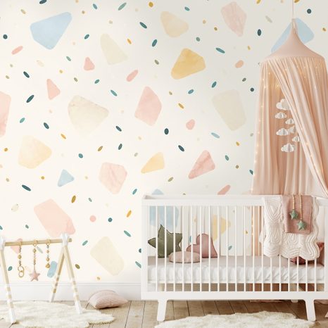 TAPÉTA PASZTELL TERRAZZO FORMÁK - TAPÉTÁK GYEREKEKNEK - TAPÉTÁK