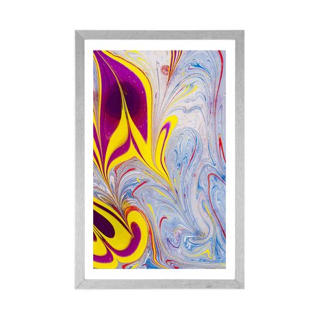 AFFICHE AVEC PASSE-PARTOUT – ABSTRACTION DANS LE STYLE EBRU - ABSTRAIT ET À MOTIFS - AFFICHES