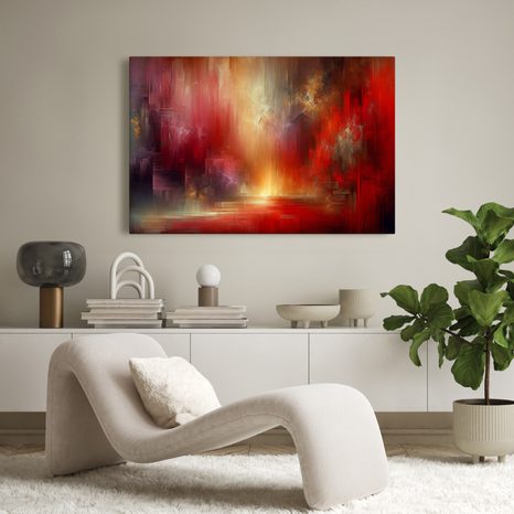 WANDBILD ROTES LICHT IM NEBEL - WANDBILDER ABSTRAKTE FORMEN - BILDER