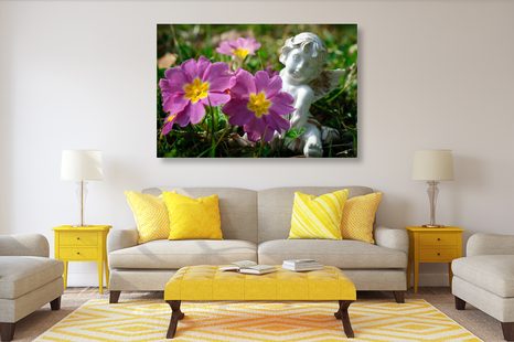 TABLOU ÎNGERAȘ ÎN GRĂDINĂ - TABLOURI CU ÎNGERI - TABLOURI