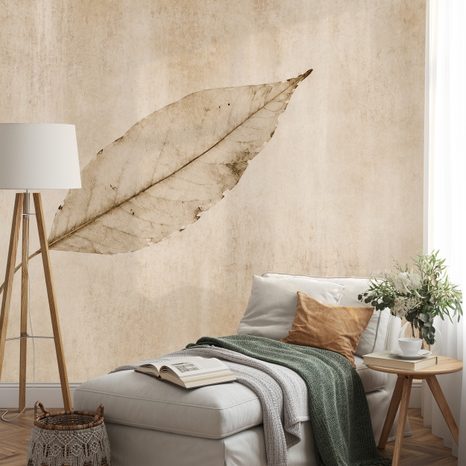 SELBSTKLEBENDE TAPETE MINIMALISTISCHES BEIGES BLATT - TAPETEN BLÄTTER - TAPETEN