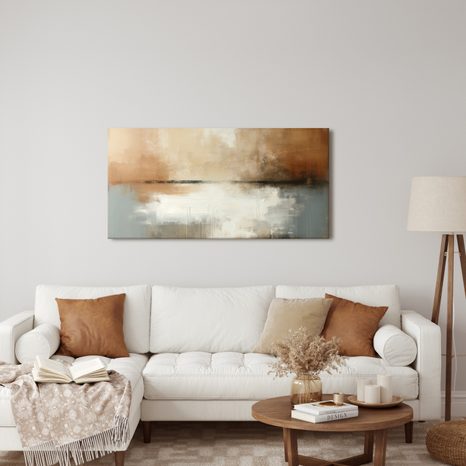 WANDBILD NEBLIGER HORIZONT ÜBER WASSER - WANDBILDER ABSTRAKTE FORMEN - BILDER