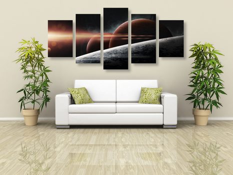 5-TEILIGES WANDBILD PLANETEN IN DER GALAXIE - BILDER VON UNIVERSUM UND STERNEN - BILDER