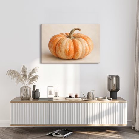 QUADRO SU TELA – ZUCCA ARANCIONE CREMA IN PRIMO PIANO - QUADRI HALLOWEEN E HORROR - STAMPE E QUADRI