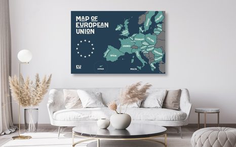 QUADRO IN SUGHERO – MAPPA EDUCATIVA CON NOMI DEI PAESI DELL'UNIONE EUROPEA - QUADRI SU SUGHERO - STAMPE E QUADRI