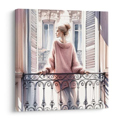 WANDBILD RUHIGE MOMENTE AUF DEM BALKON - WANDBILDER FRAUEN - BILDER