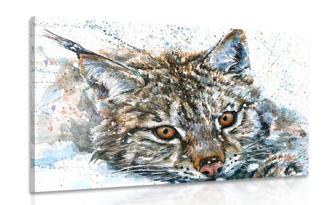 WANDBILD LUCHS IN AQUARELL - BILDER TIERE - BILDER