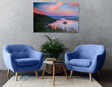 STAMPA SU TELA – LAGO AL TRAMONTO - QUADRI DI NATURA E PAESAGGIO - STAMPE E QUADRI