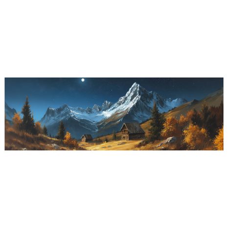 OBRAZ ZIMNÍ POHÁDKA HORSKÁ CHATA - BAREVNÉ DOMY - OBRAZY