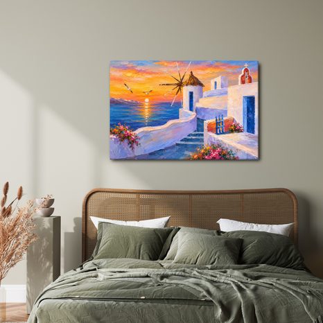 WANDBILD GRIECHISCHE INSEL BEI SONNENUNTERGANG - BILDER MEER UND STRAND - BILDER